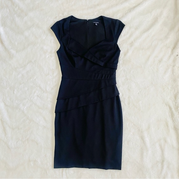 Le Chateau Little Black Dress - midi, cap sleeve, wrap detail - Picture 5 of 10